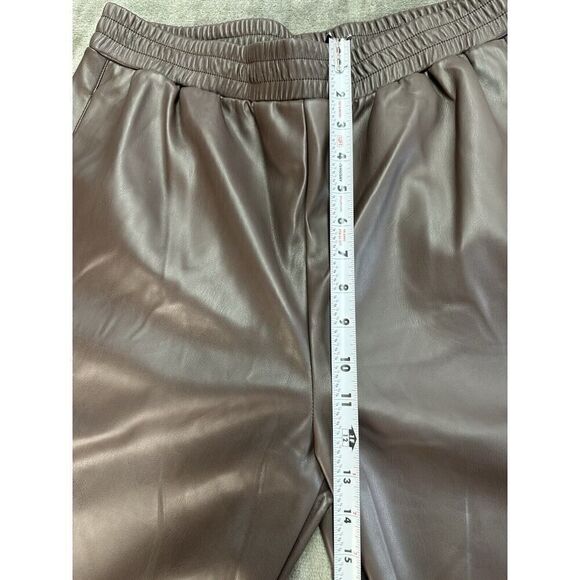 NWT APPARIS Vegan Leather Pants TREY Cocoa wide leg Large - Picture 11 of 14